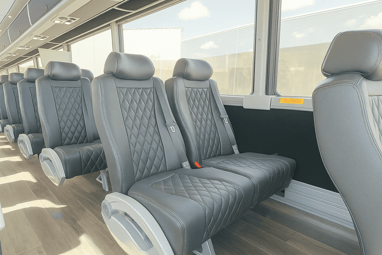 interior of Pawtucket Minibus Company charter bus