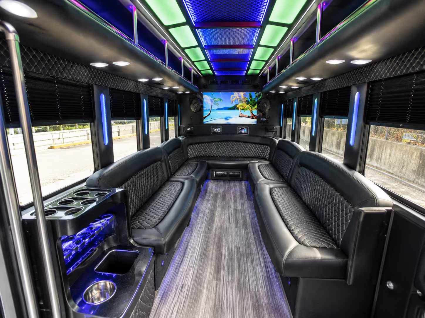 pawtucket 18 passenger party bus inside