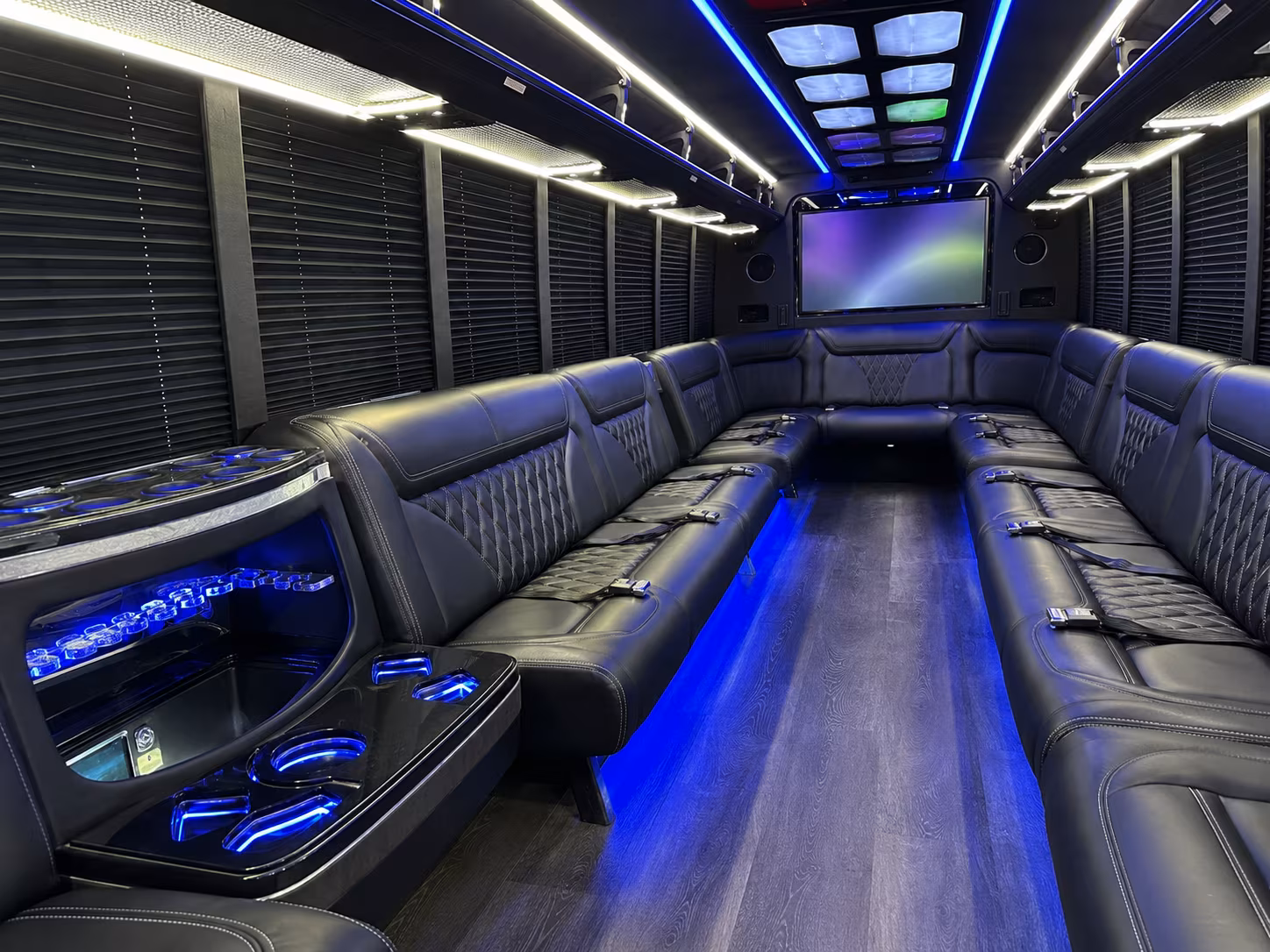 pawtucket 20 passenger party bus inside