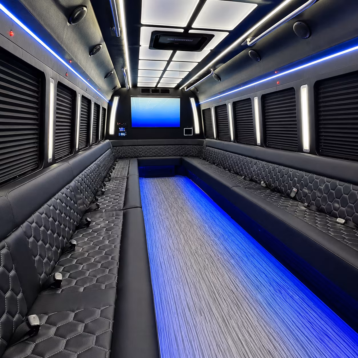 pawtucket 50 passenger party bus inside